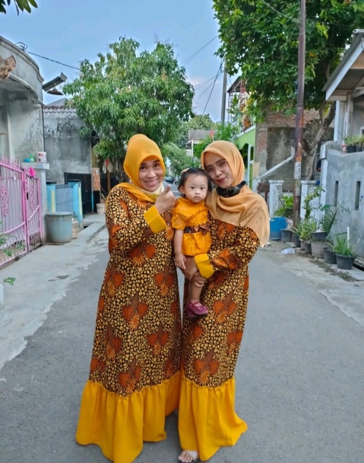 Couple Meisya / Gamis Meisya / Gamis Batik / Gamis Rampel Miring