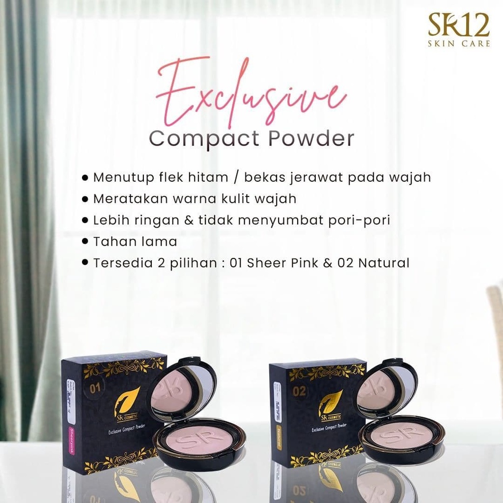 BEDAK SR12 EXCLUSIVE COMPACT POWDER SR12 NATURAL &amp; SHEER PINK Halal BPOM