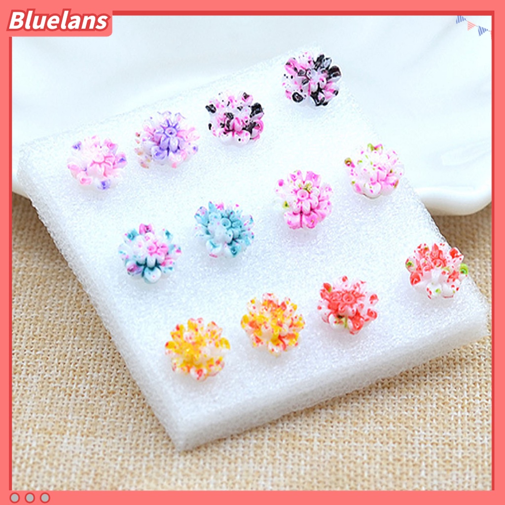 6 Pasang / Set Anting Tusuk Mini Portable Aneka Warna Bahan Resin Untuk Wanita