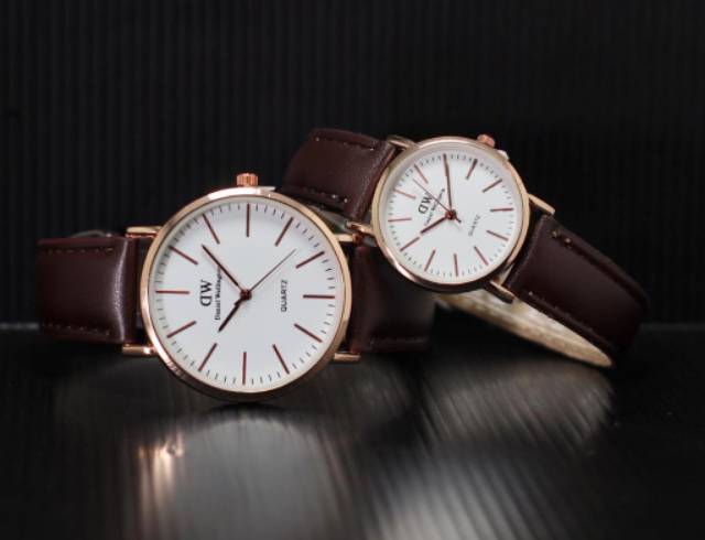 Cod Bayar Tujuan Jam Tangan Pria Wanita Dwe Classic Rose White Kulit Analog  Ready 2 Warna