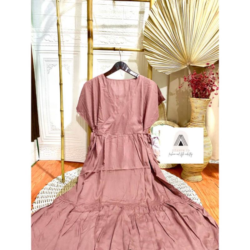 Daster Kimono Pendek || Daster Kimono Ruffle || Daster Kimono Polos || Dress Kimono || Daster ||-Dark brown