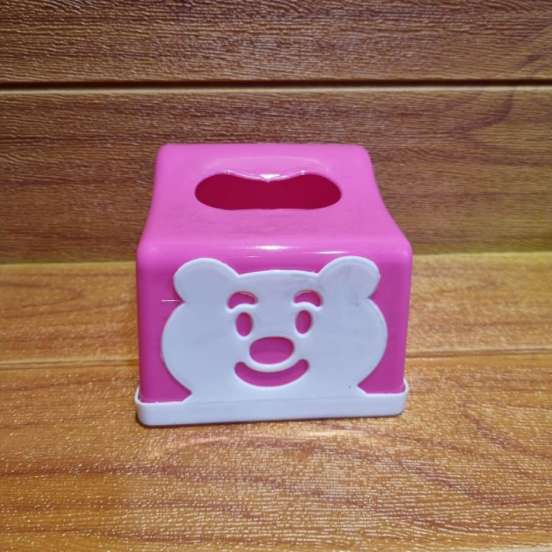 Tempat Tissue Segi Happy Bear / Tempat Tissue Plastik Karakter / Tempat Tisu Kotak / Wadah Tissue Murah