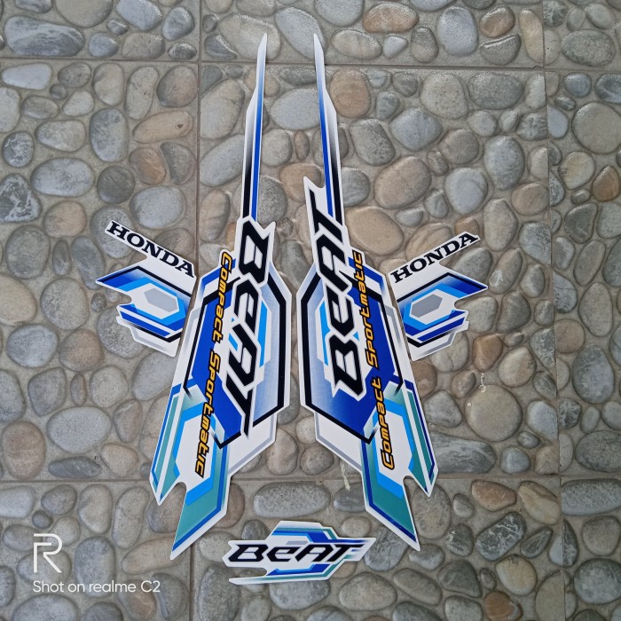 stiker motor honda beat karbu 2008 putih-biru
