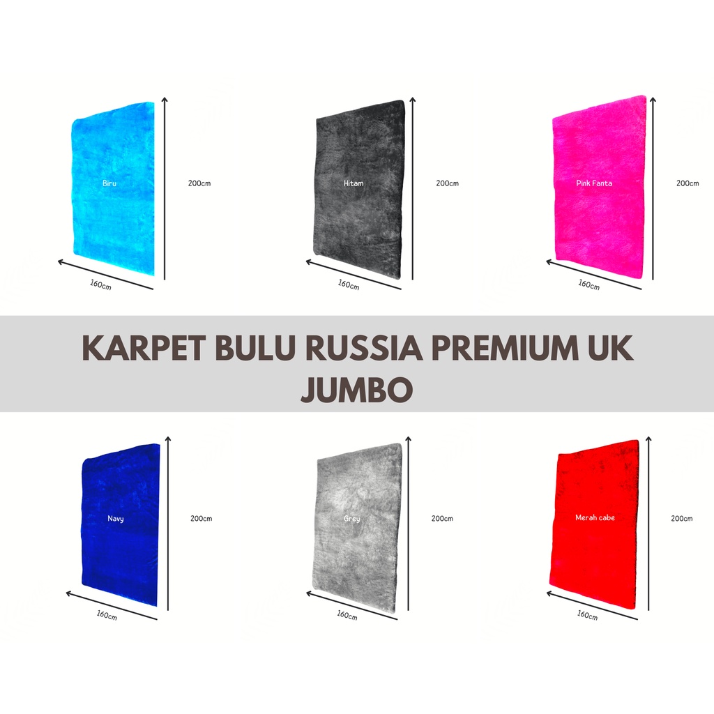 Karpet Bulu Rasfur Russia Premium Lembut dan Halus Ukuran 160cmX200cmX5cm