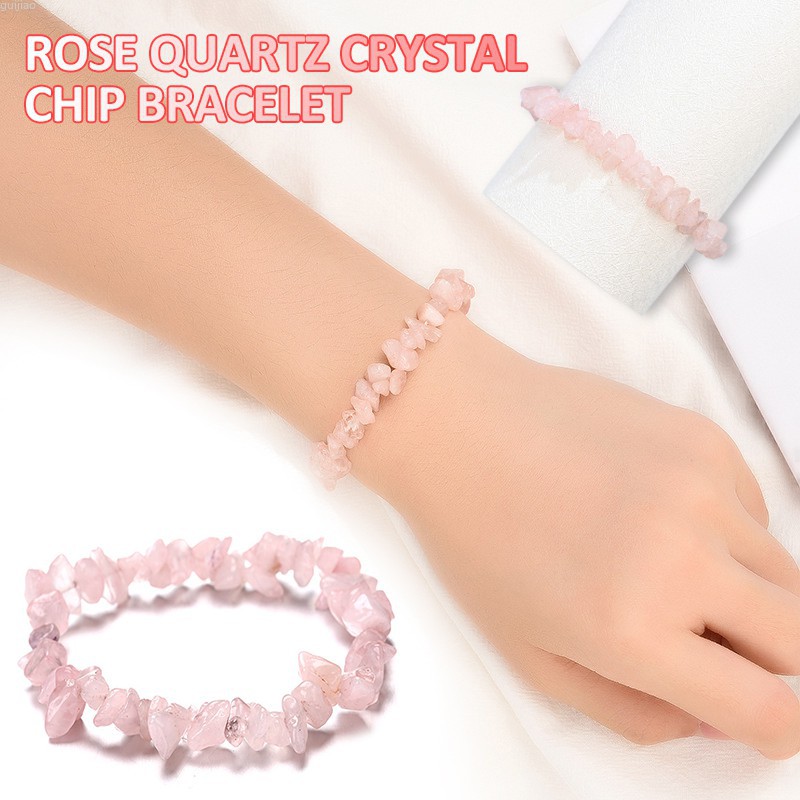 Gelang Kristal Kuarsa Rose Quartz Reiki Untuk Penyembuhan