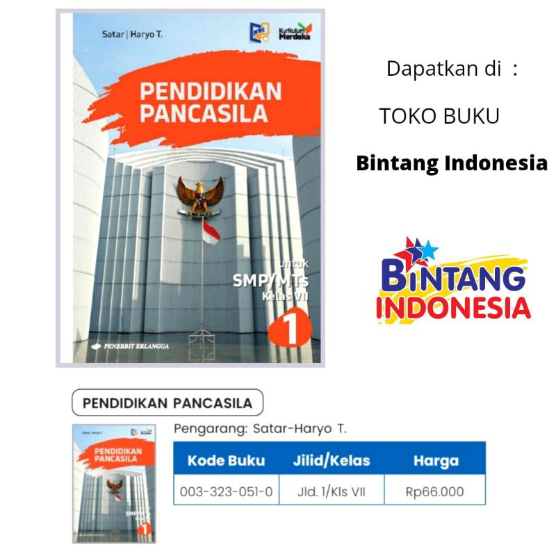 Erlangga - Buku Pelajaran Pendidikan Pancasila Kelas 1 SMP/MTs Merdeka