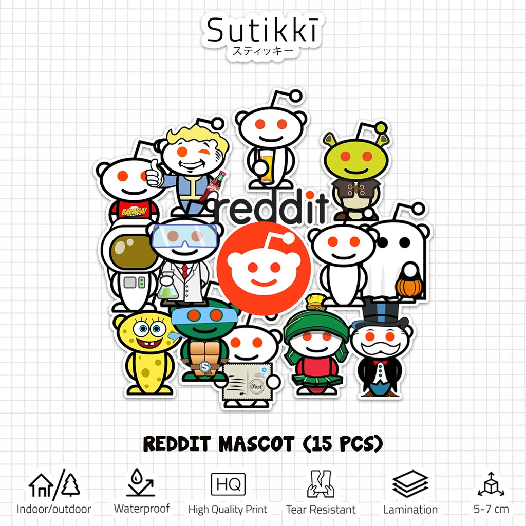 Sutikki | Sticker Pack Reddit Mascot Logo Character Maskot Icon Stiker Laptop Vinyl Aesthetic