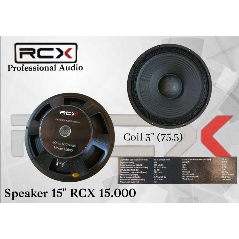 speaker 15 Inch rcx 15500 coil 3 Inch 15700