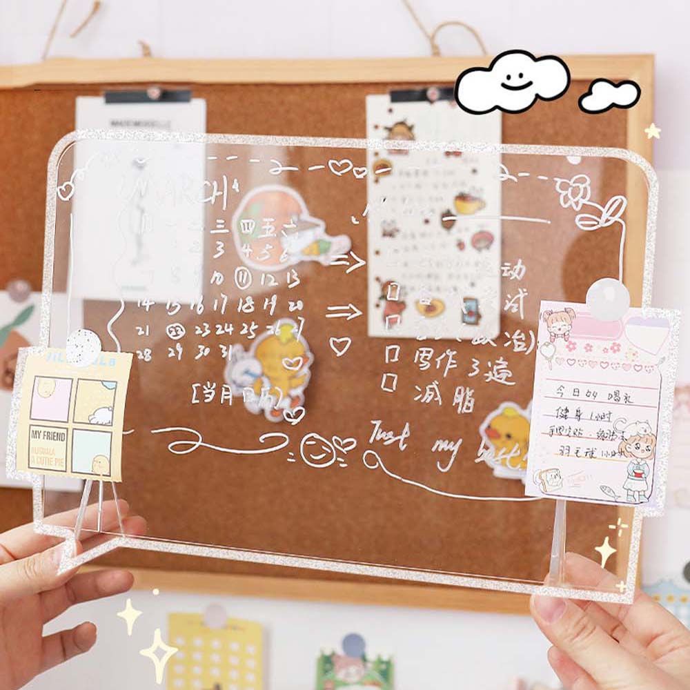 MXBEAUTY Creative Acrylic Note Board Plastic For Sticky Notes Message Memo Board Transparent Reusable Name Card Phone Holder Desktop Decoration