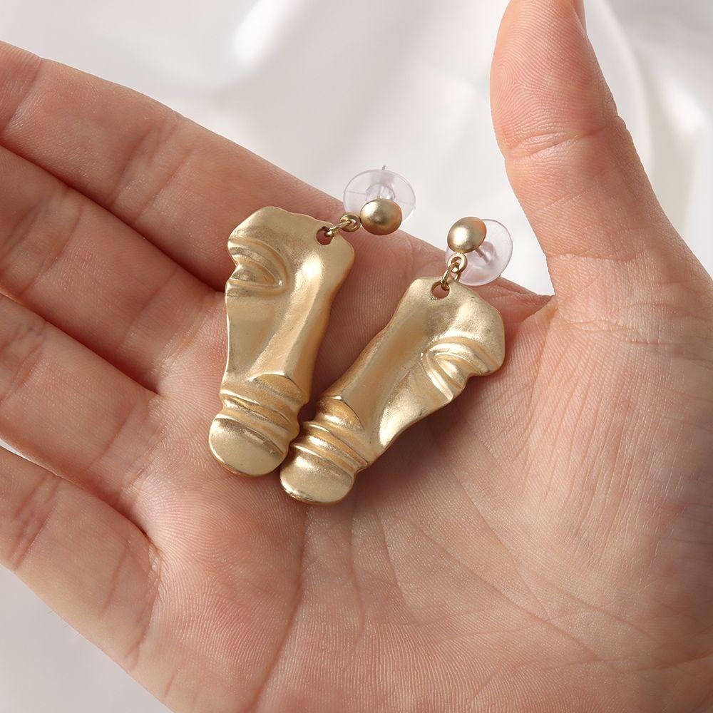 Lily 1pasang Perhiasan Anting Tetes Wajah Bahan Alloy Beads Statement Portrait Untuk Wanita