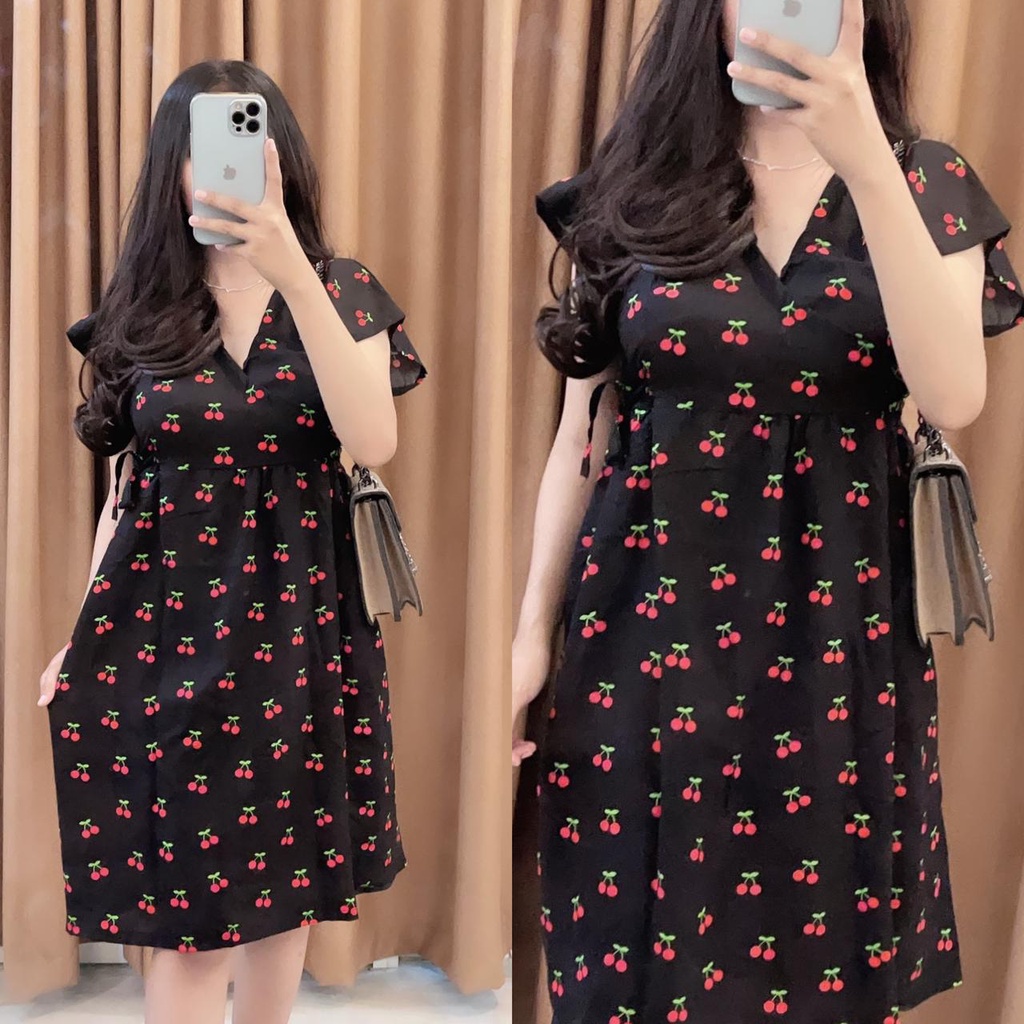Baju tidur Daster kekinian kimono busui frendly bahan rayon adem-CERY HITAM