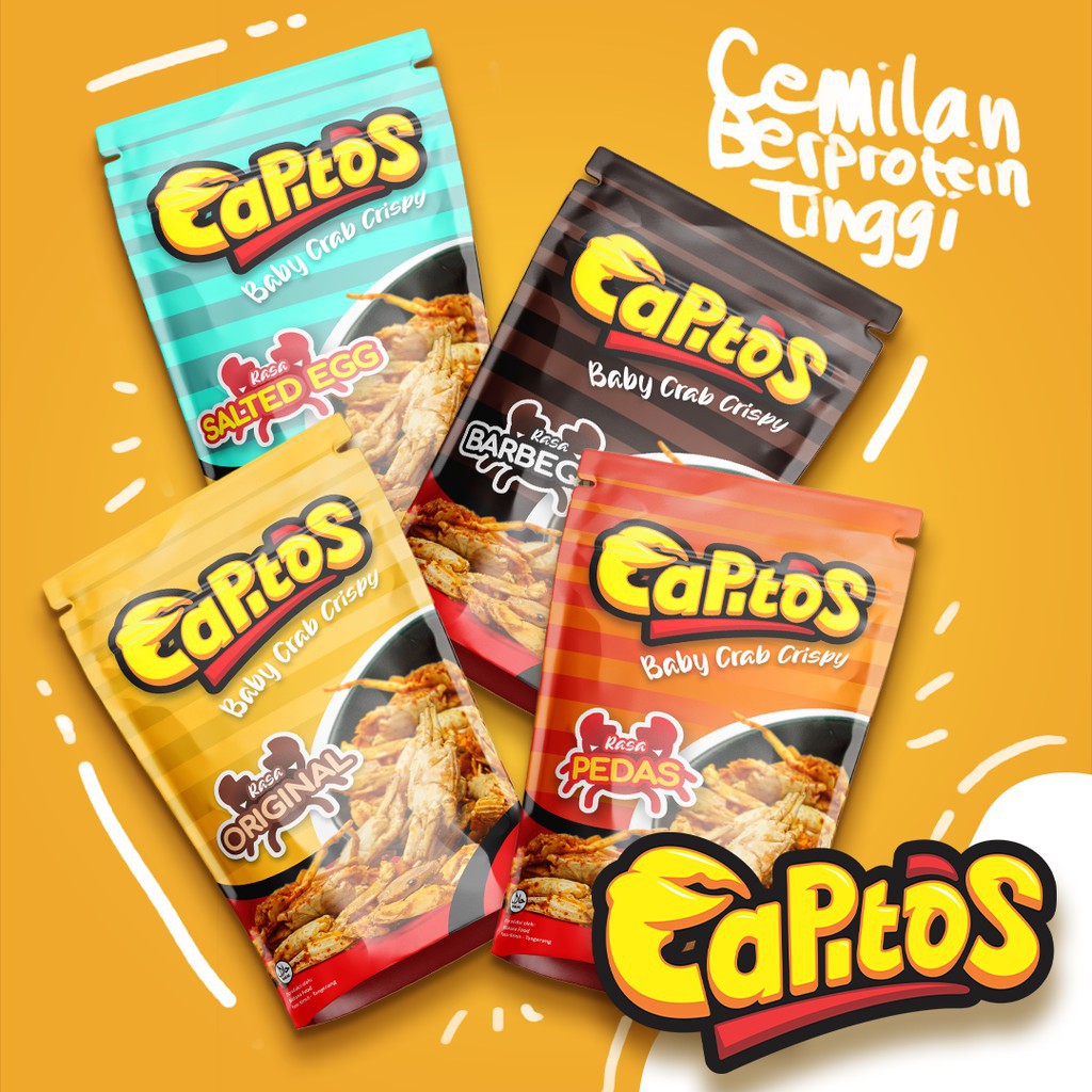 Cemilan Snack Makanan Kekinian CAPITOS Baby Crab Crispy Oven - Vairant Rasa PEDAS 65 gram