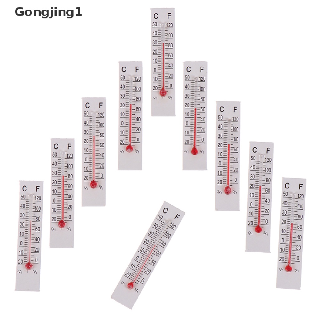 Gongjing1 10pcs / Set Miniatur Termometer Kardus 5cmX1.1cm - 20-50 Celcius Untuk Indoor