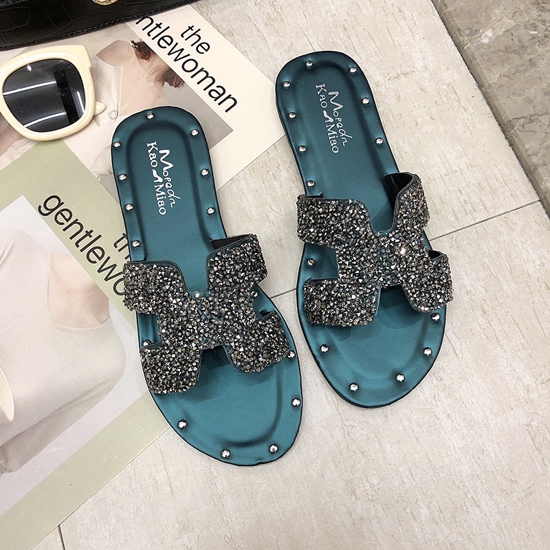 SHOEGALLERY TG0431 SANDAL SLOP WANITA IMPORT MOTIF MANIK SANDAL JALAN WANITA