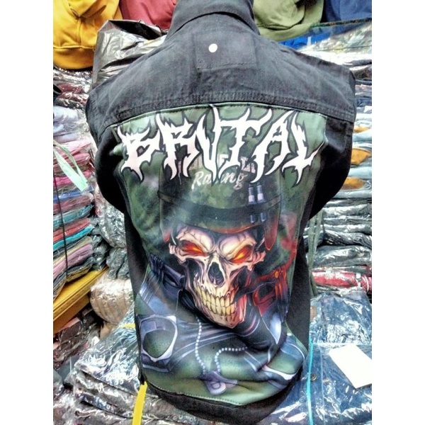 JAKET Jeans Denim ssndwash washing Pria Gambar belakang Printing