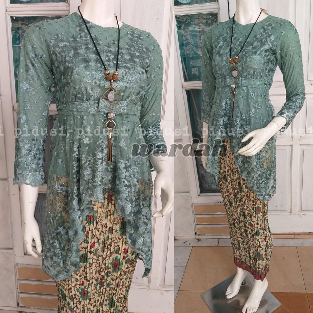 SET KEBAYA TULLE PINQUIN MUTIARA BORDIR