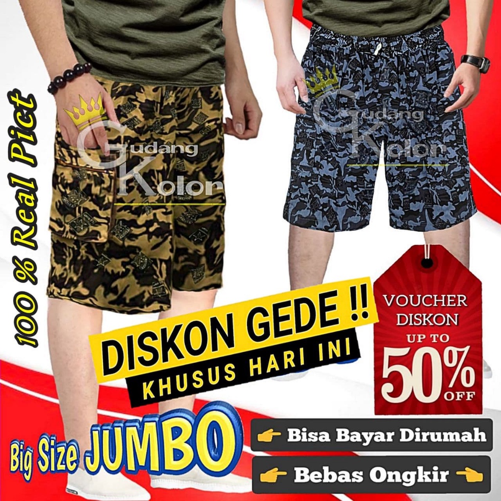 Celana Pendek Pria Jumbo Celana Cargo Pendek Pria BIG SIZE XXL-XXXL Short Pants Casual Selutut Laki 
