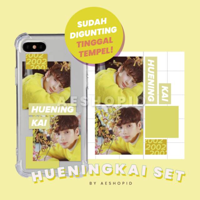 DIY sticker case set TXT stiker tumblr aesthetic hp kpop hueningkai soobin yeonjun beomgyu taehyun