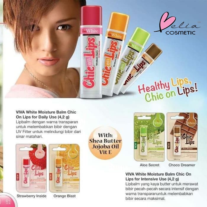 ❤ BELIA ❤ Viva Chic on Lips Lip Balm Pelembab bibir Moisture Jojoba Oil, Aloe UV Filter Vit E 4.2g