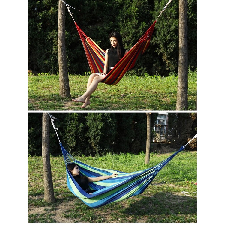 Tempat Tidur Gantung Kanvas Ayunan Pohon Jaring Kasur Gantung Taman Double Thick Canvas Hammock