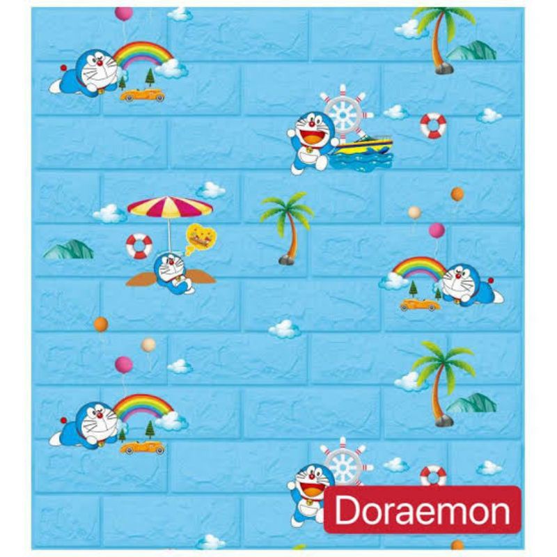 ⭐ WALLPAPER DINDING 3D FOAM Hello kitty dan Doraemon / WALLFOAM MOTIF KARAKTER ⭐