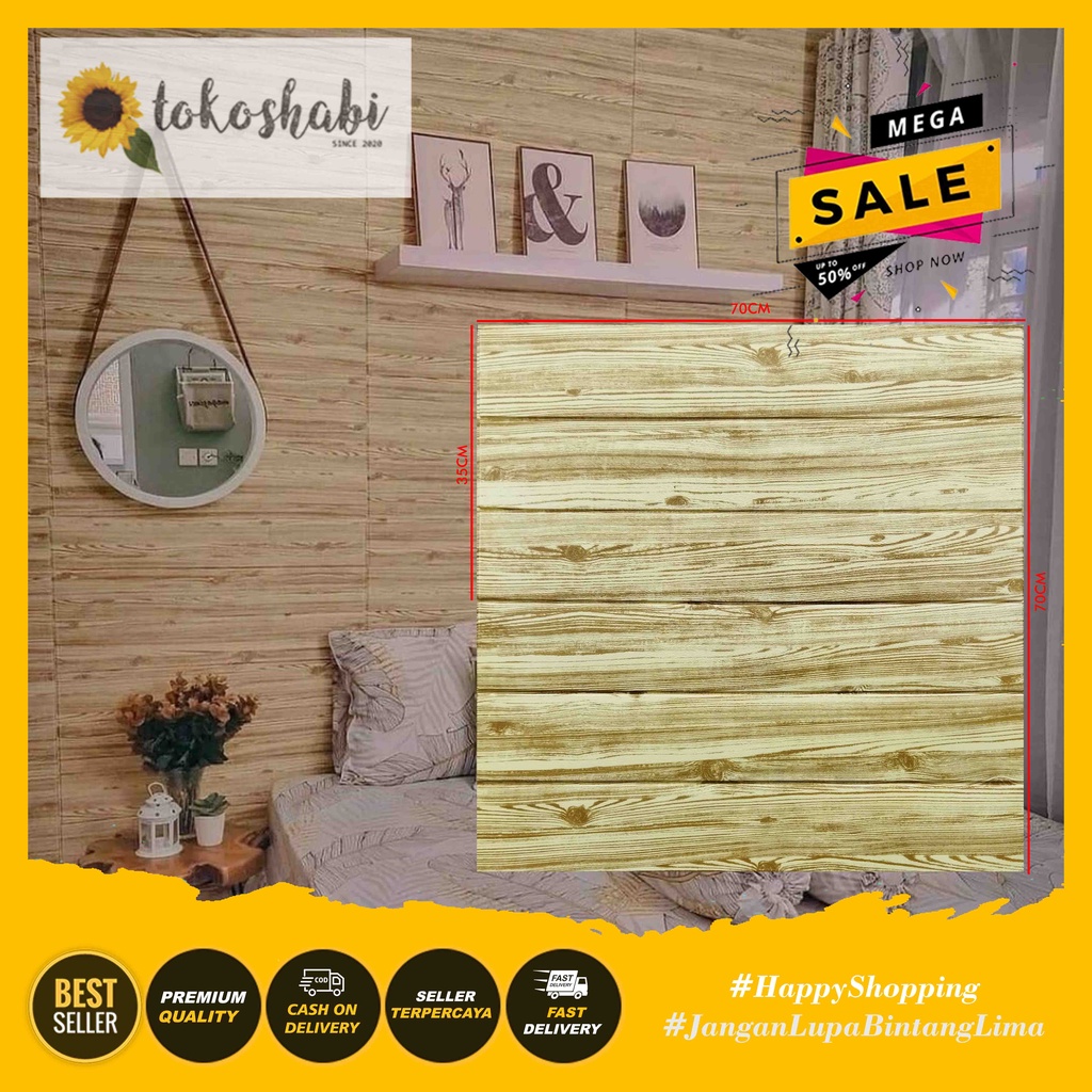 Wallpaper Dinding 3D Foam Kayu Ketebalan 5.5mm-5