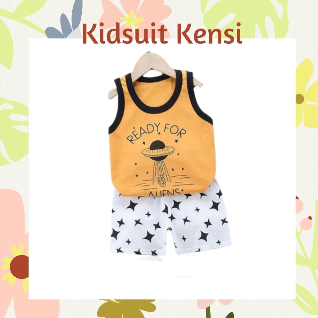 Plazababyku KIDS SUIT KENSI Setelan Anak Bahan Kaos Lengan + Celana Berkualitas Import 0-3 Tahun ebv