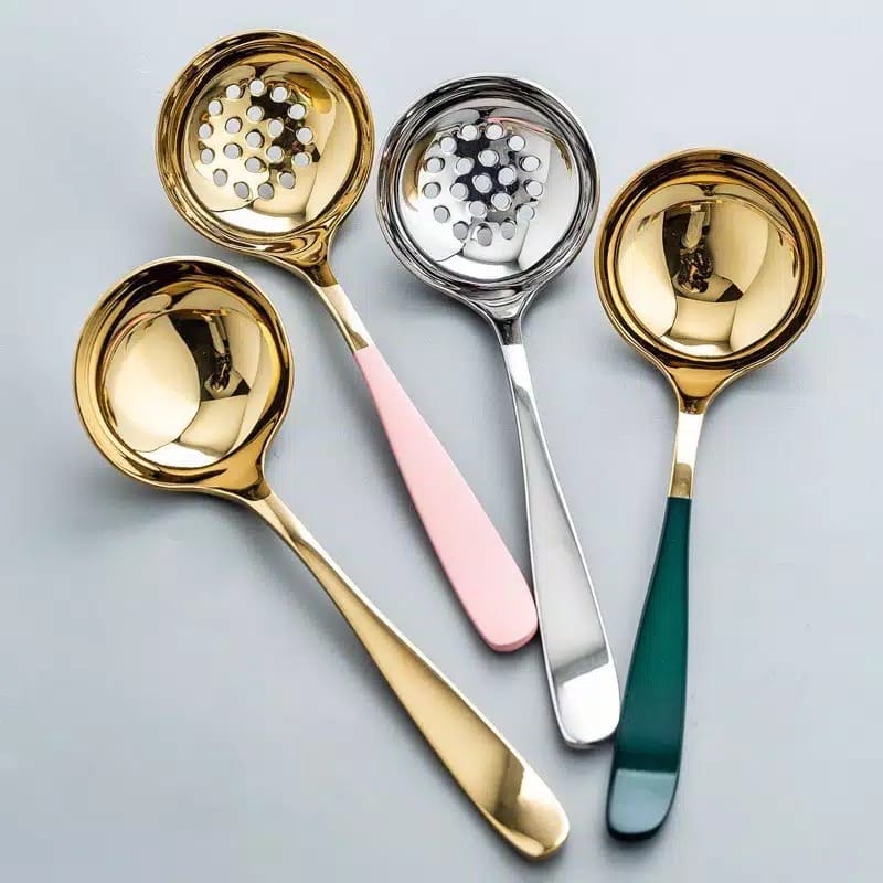 HOKKITERUS21 Sendok centong kuah shabu sabu sayur stainless 304 anti karat stell gold silver