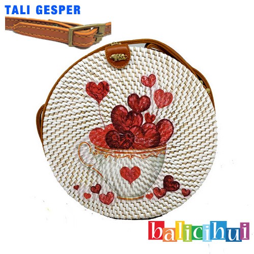 BALICIHUI TAS ROTAN BALI LUKIS LOVE