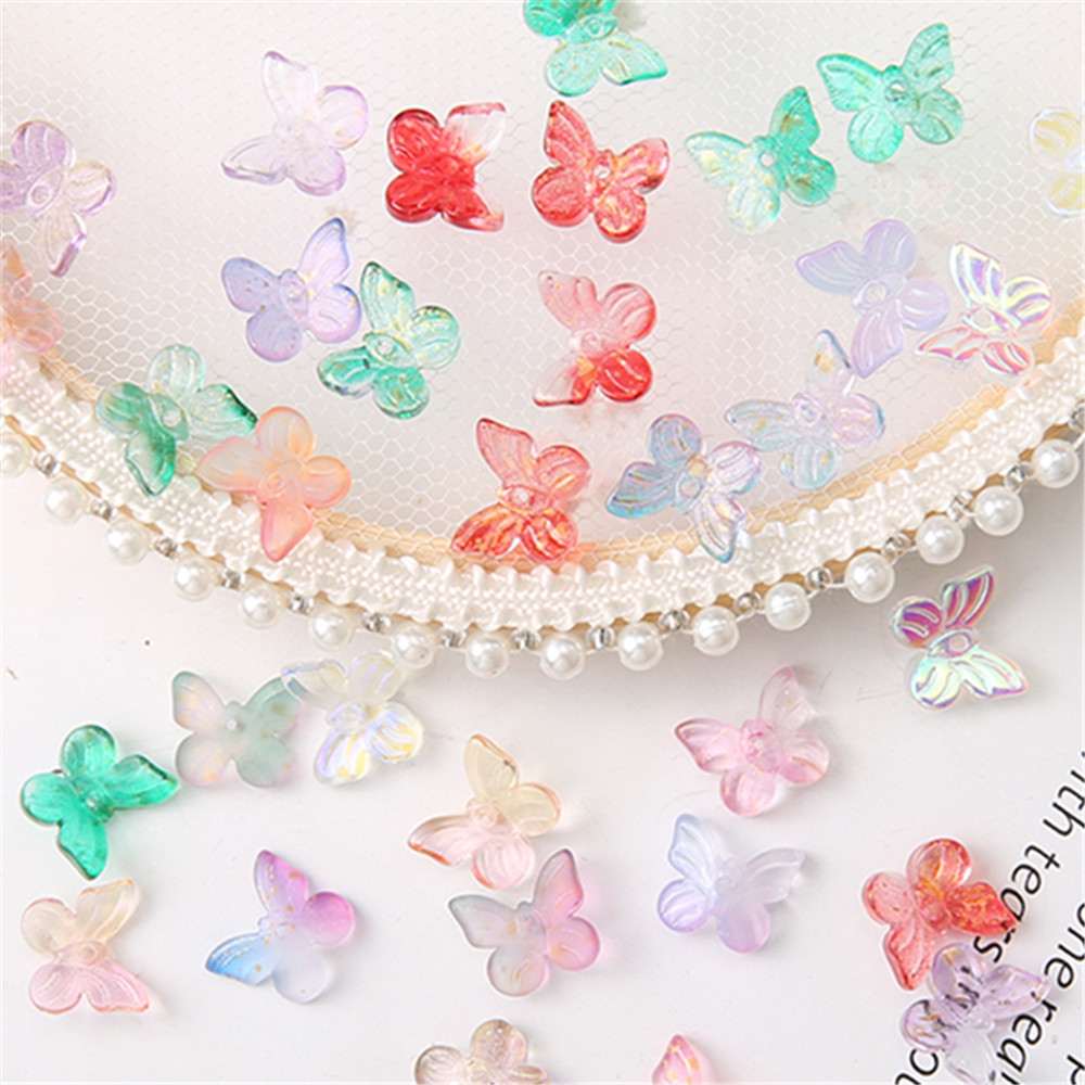 10PCS Frosted Butterfly Handmade DIY Nail Jewelry Tassel Making Materials