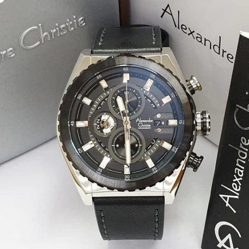 ALEXANDRE CHRISTIE AC 6521 PRIA SILVER BLACK LEATHER BLACK ORIGINAL