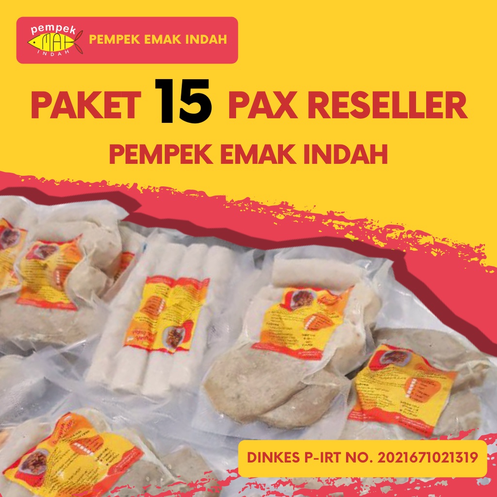 PEMPEK EMAK INDAH - PAKET KHUSUS RESELLER PEMPEK EMAK INDAH 5 Paket (15 PAX)  - PEMPEK MPENAK PALEMBANG ASLI IKAN TENGGIRI