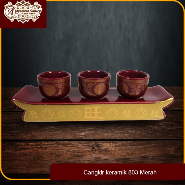 Cangkir Keramik 803 Merah 3pcs/set