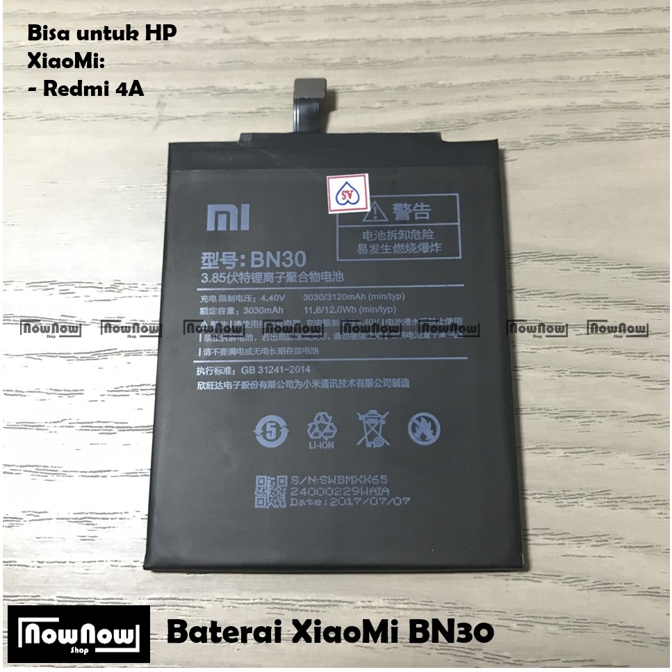 Baterai XiaoMi Mi Redmi 4A BN30 Original Batre Batrai Battery HP