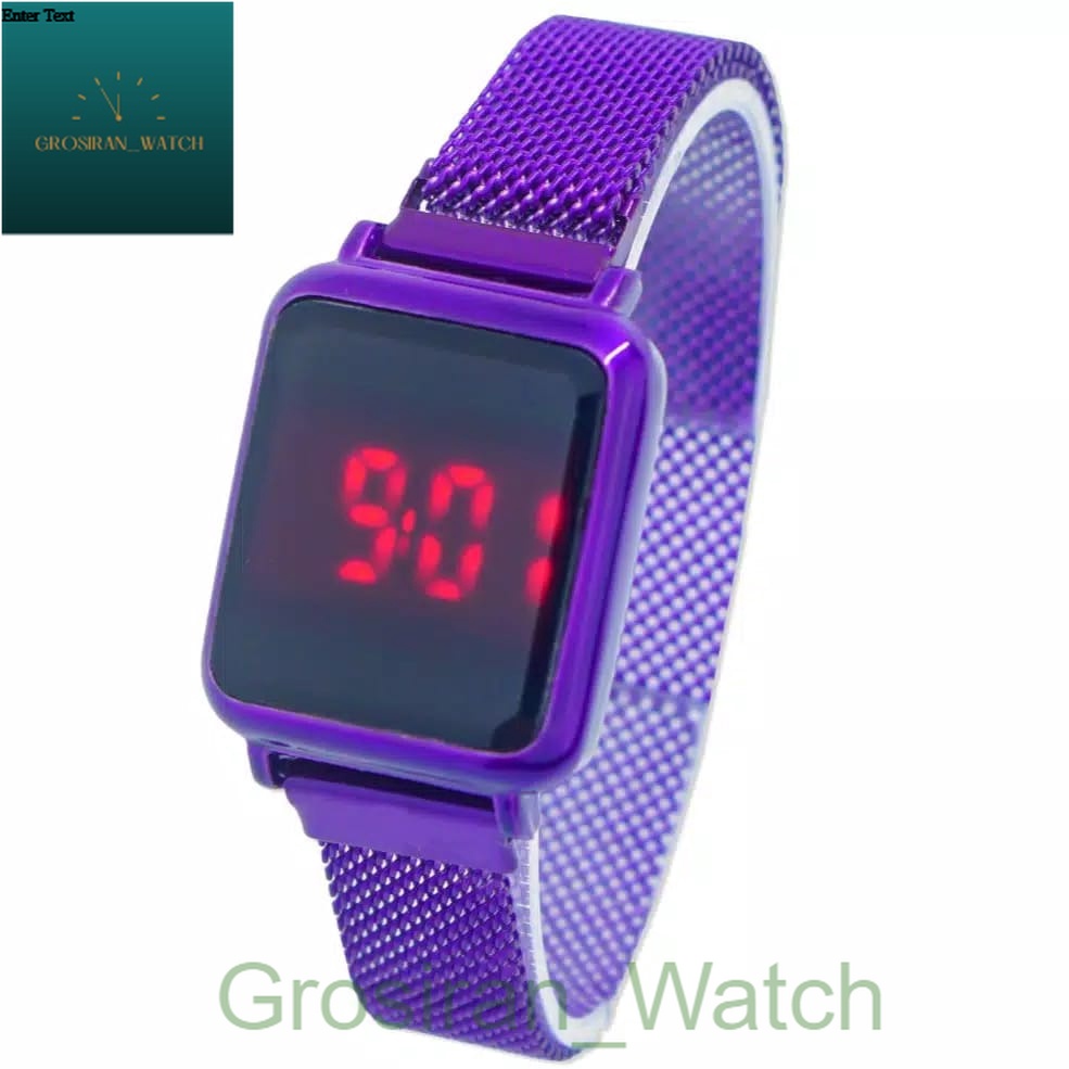 Jam Tangan Wanita Digital Touch Watch Kotak Small Size Strap Magnet [G_W]