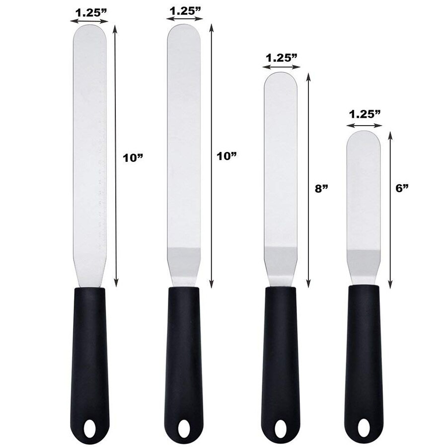 Set Of 4 Steel Angled Icing Spatula, Bent Pastry Spatulas, Kitchen