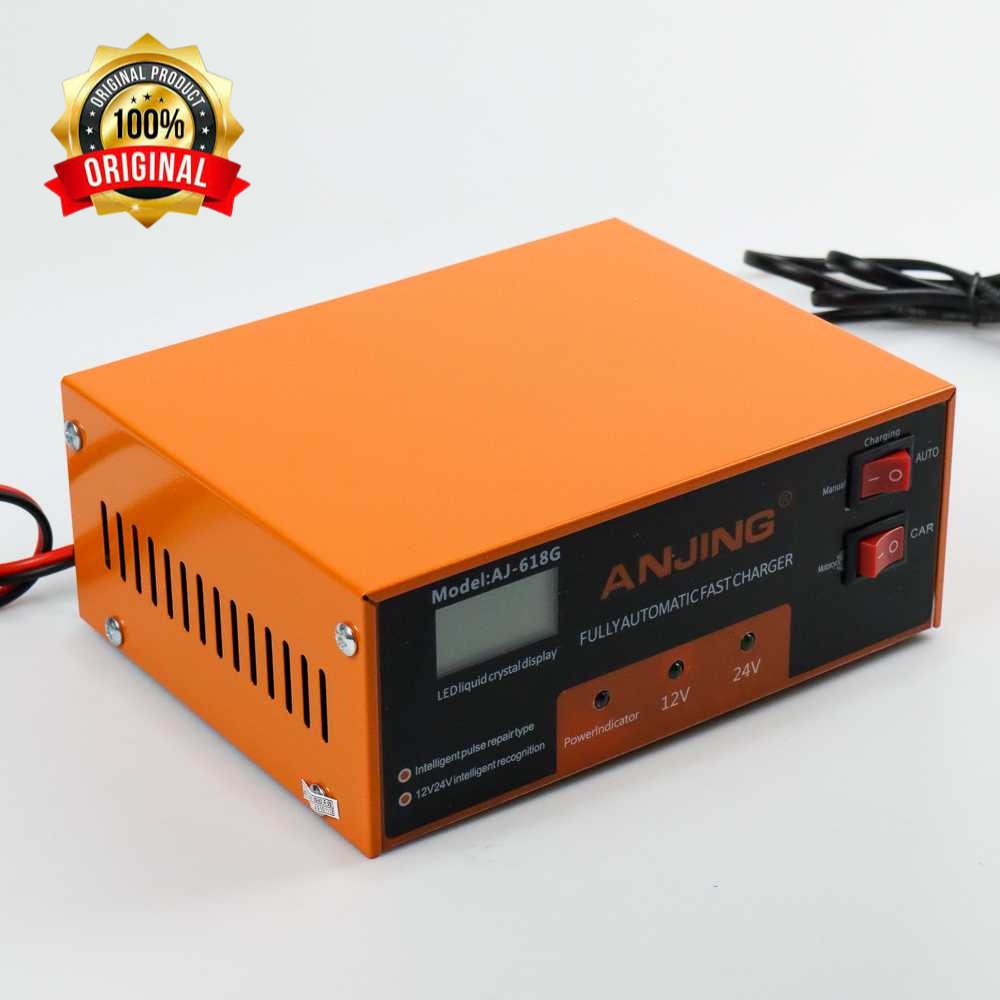 ANJING Charger Carger Cas Caaan Aki Mobil Motor 130W 12V/24V + LCD - AJ-618G