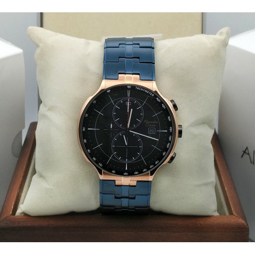 jam tanga alexandre christie original AC 6477MC BIRU ROSEGOLD