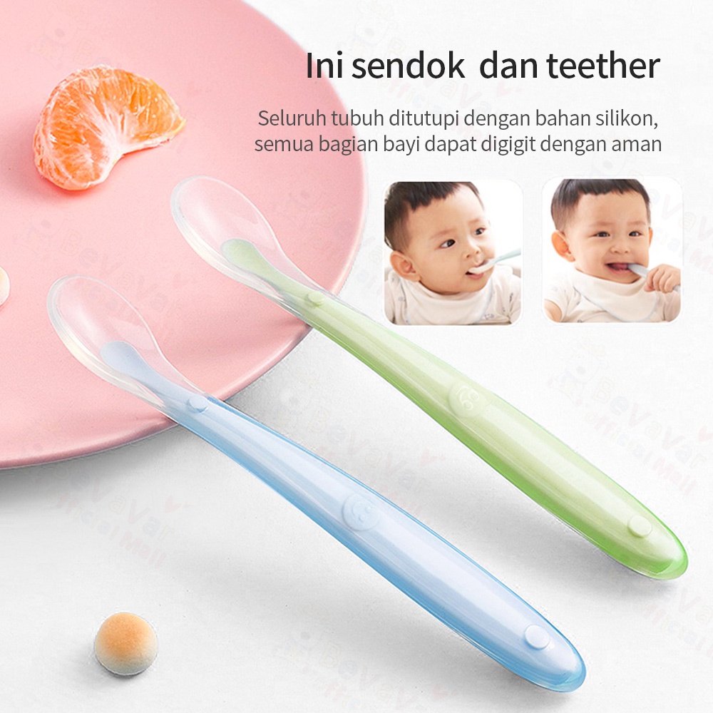 BEVAVAR Sendok Makan Bayi Silikon Lembut Bpa Free