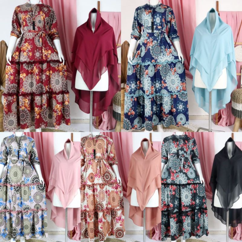 Gamis Misbee Sabrina + Set Khimar / Misbee ceruty / Gamis busui / Gamis set khimar / Gamis murah set