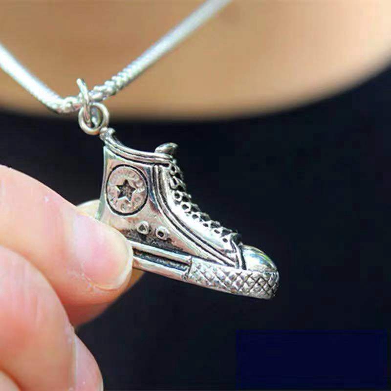 Vintage hip-hop shoes pendant personalized titanium steel necklace  210818