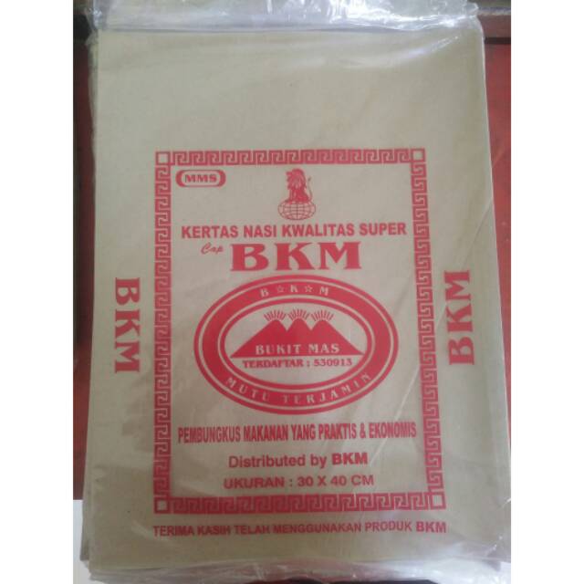 

Kertas Nasi "BKM" Qty. 50 sheets/pack Size 30 x 40 CM