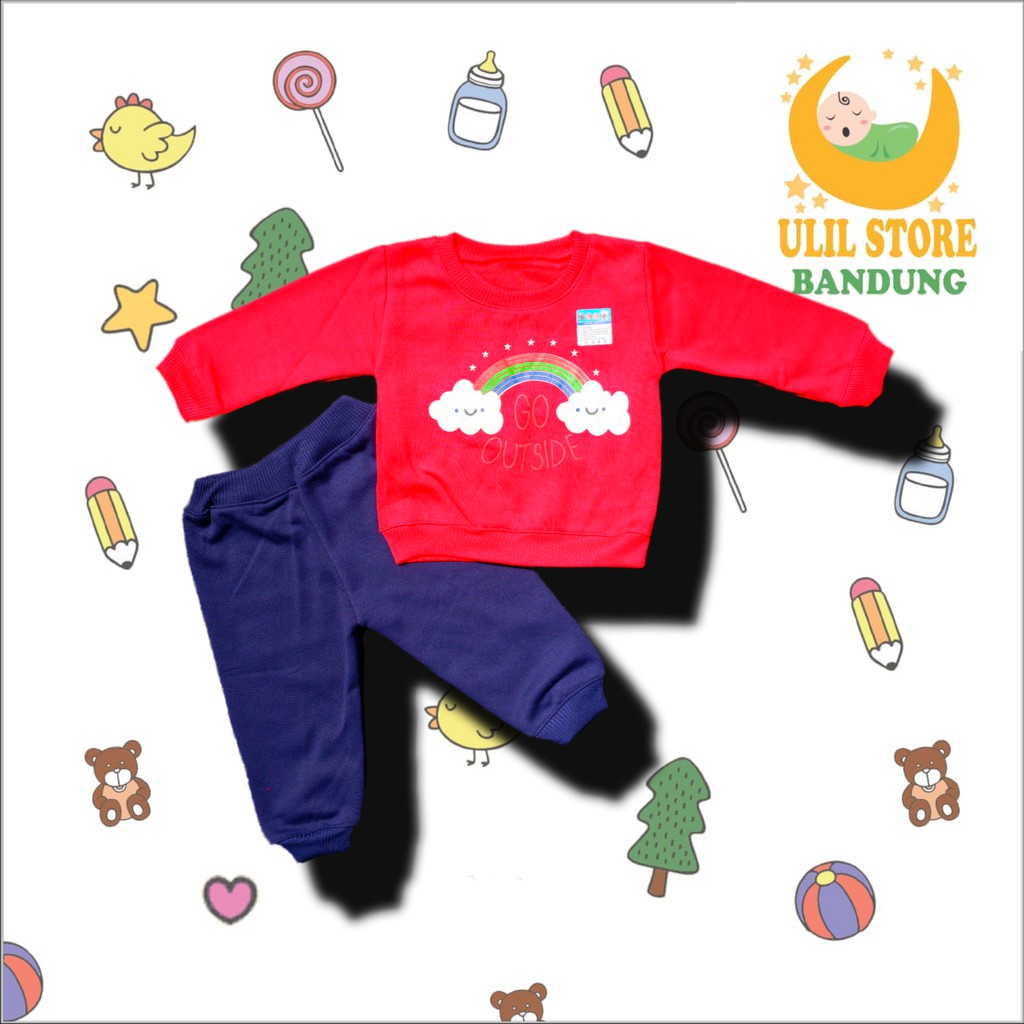 Setelan Jaket Bayi Anak 3 - 18 Bulan, Setelan Sweater Anak GO OUTSIDE, Sweater Bayi Celana Joger-1