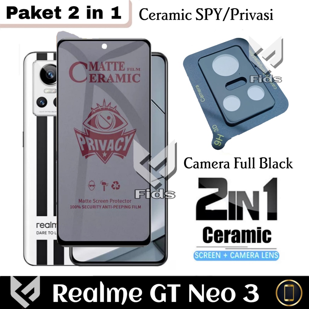 PROMO Paket 2 IN 1 For REALME GT NEO 3 Anti Gores Layar Free Anti Gores Camera Black 3D Full Premium Quality Screen Guard Handphone