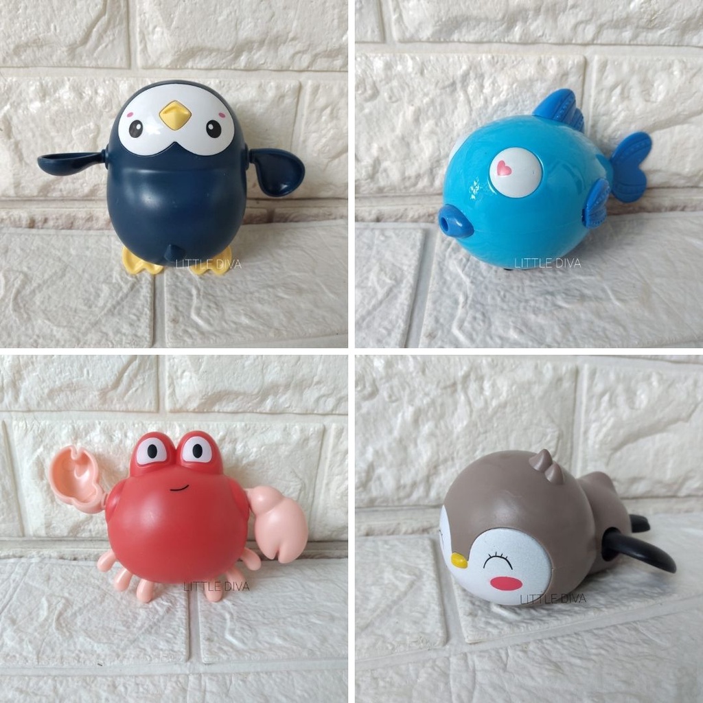 MAINAN MANDI Anak Bayi - Shower Toys for Baby Motif penguin kepiting kurakura ikan duck chn