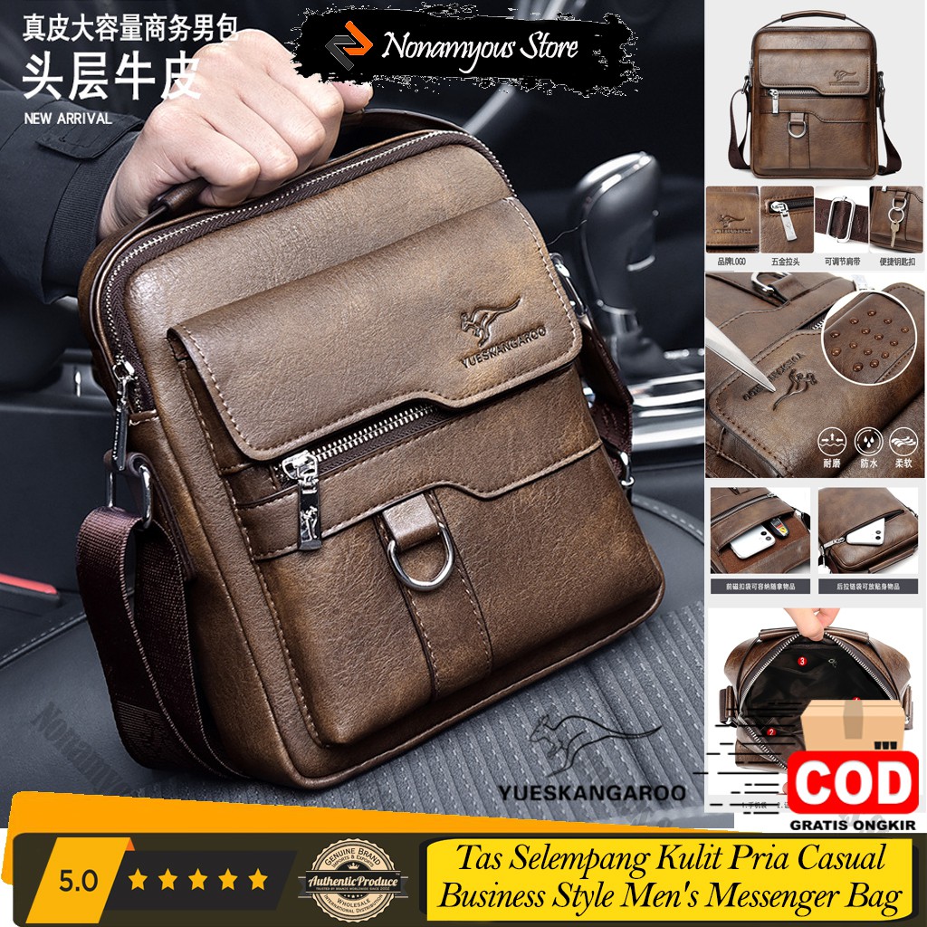 [ORIGINAL] Yueskangaroo Tas Selempang Kulit Import Pria Casual Business Style Men's Messenger Bag