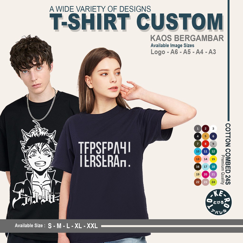 Kaos CUSTOM SABLON SATUAN / Kaos CUSTOM GAMBAR [ max SATU WARNA ] A6 - A3