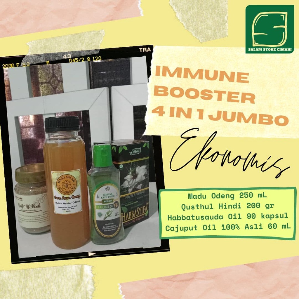 

Madu 250 mL + Qusthul Hindi100 gr + Habbasyifa Oil 90 KAPSUL + Minyak Kayu Putih Original 100% (Immune Booster 4 in 1 - Bundling Madu Herbal Ekonomis)