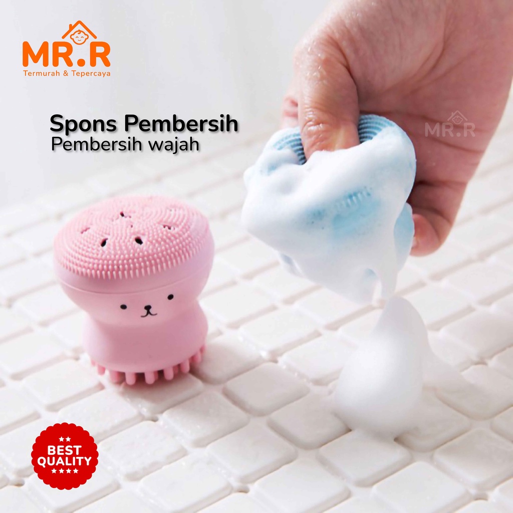 Alat Pembersih Wajah Muka Sikat Pembersih Wajah Muka Gurita Spons Silikon Pembersih Sponge Cuci Muka