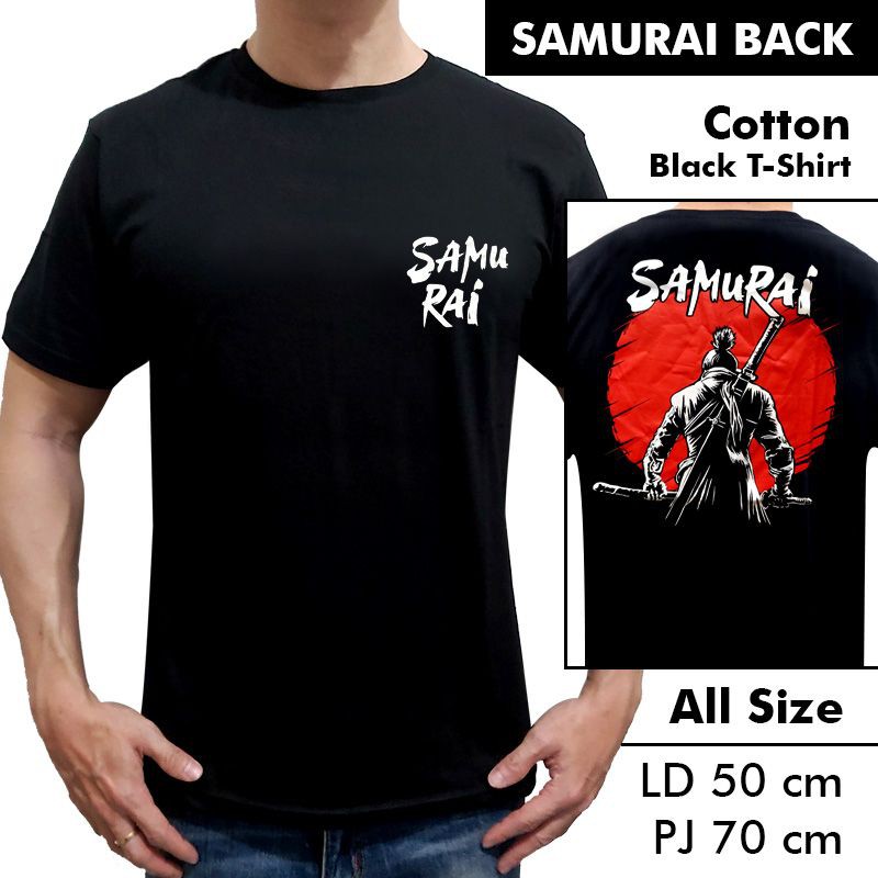 KAOS PRIA DISTRO PAKAIAN PRIA T SHIRT COWOK SAMURAI WARRIOR HITAM BLACK